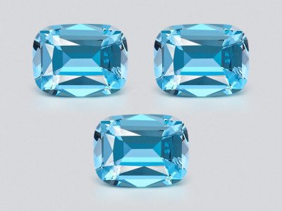 Set of Sky blue topaz in high precision cushion cut 38.62 carats, Madagascar photo