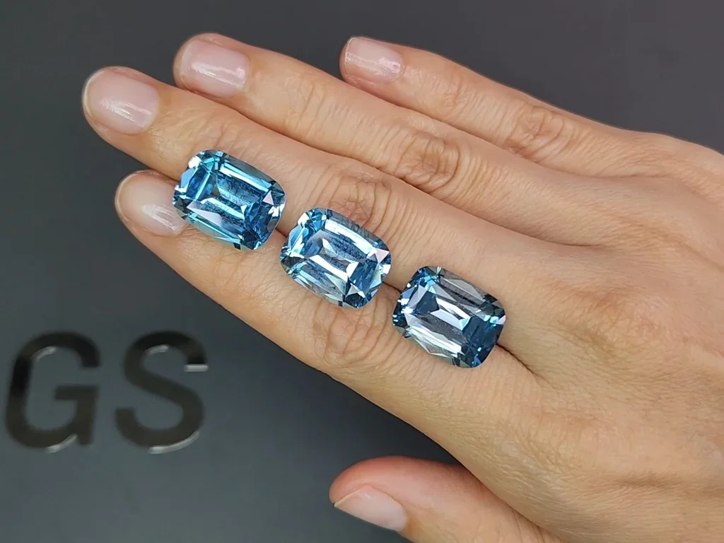 Set of Sky blue topaz in high precision cushion cut 38.62 carats, Madagascar Image №2