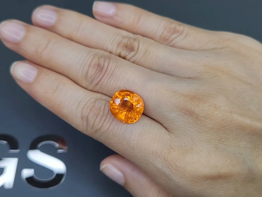 Top color spessartite garnet Fanta cushion cut 9.98ct, Africa Image №2
