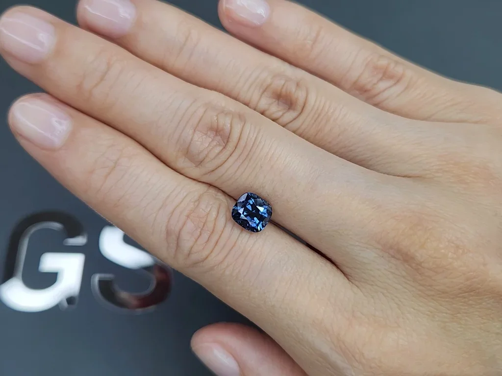 Rare cobalt blue spinel in cushion cut 2.03 carats, Tanzania Image №2