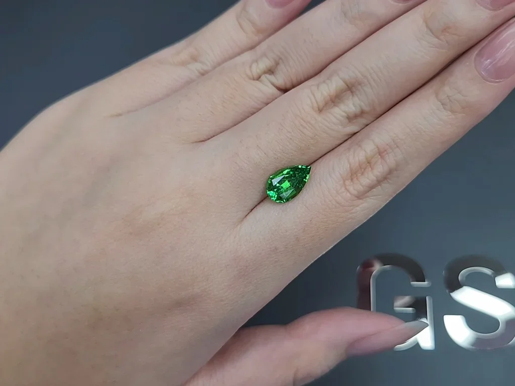 Intense Green tsavorite garnet in pear cut 2.24 carats, Tanzania  Image №2