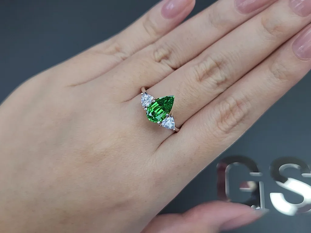 Intense Green tsavorite garnet in pear cut 2.24 carats, Tanzania  Image №5