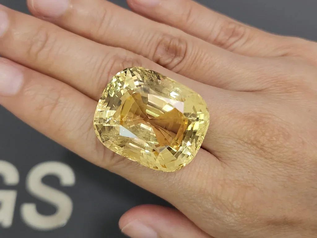 Unheated sapphire Golden Yellow cushion cut 110.24 carats, Burma  Image №2