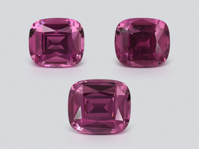 Set of rhodolite garnets in cushion cut 5.32 carats, Tanzania photo