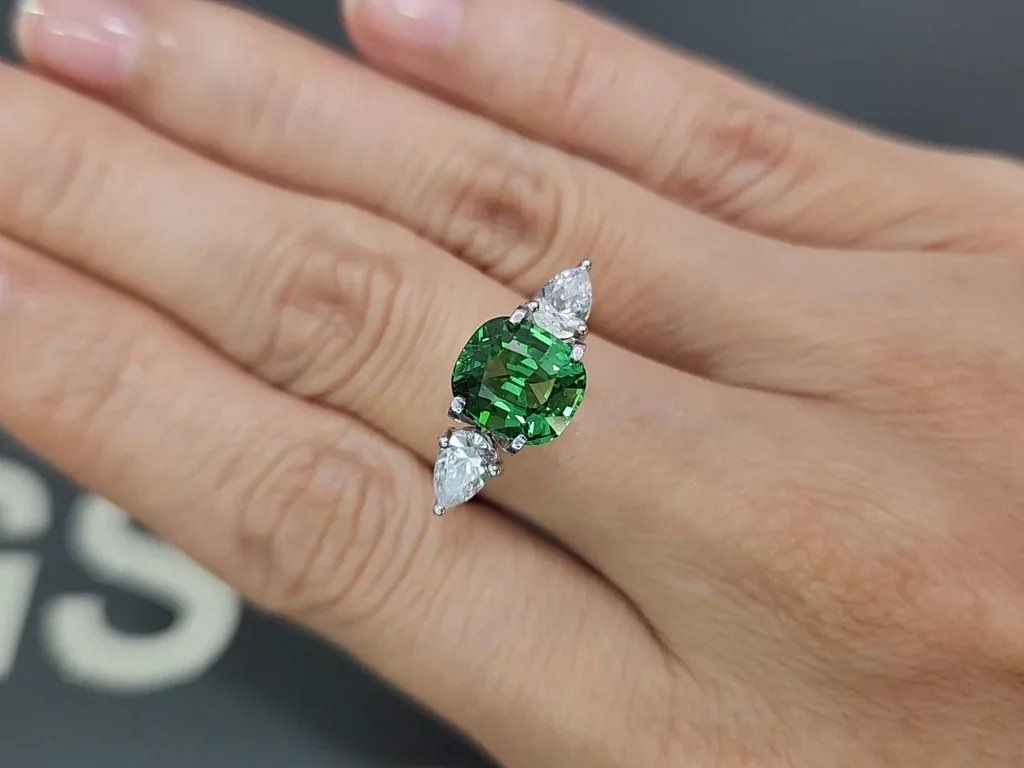 Garnet tsavorite Neon Green cushion cut 3.01carats, Tanzania Image №5