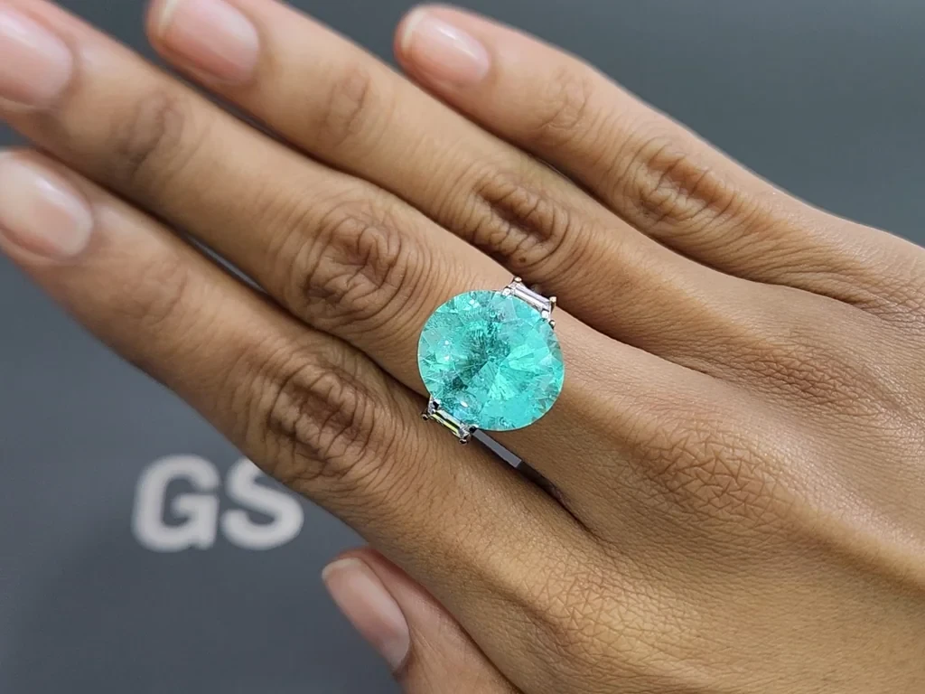 Neon blue Paraiba tourmaline oval cut 12.56 carats, Africa Image №5