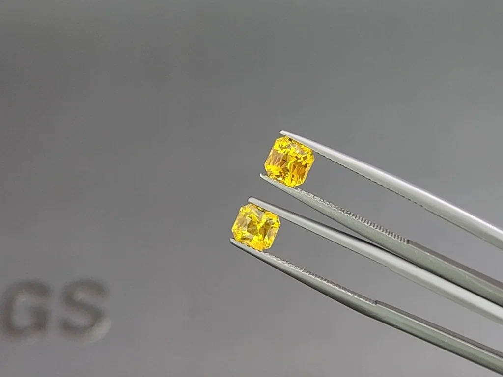 Pair of sapphires Golden Yellow radiant cut 2.24 carats  Sri Lanka Image №3