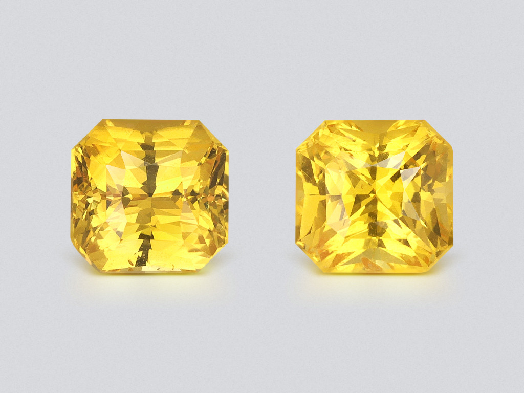 Pair of sapphires Golden Yellow radiant cut 2.24 carats  Sri Lanka Image №1