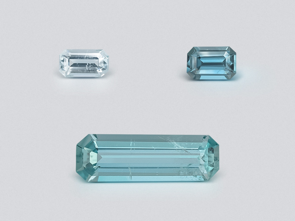 Set of aquamarines octagon cut 0.73 carats, Madagascar Image №1