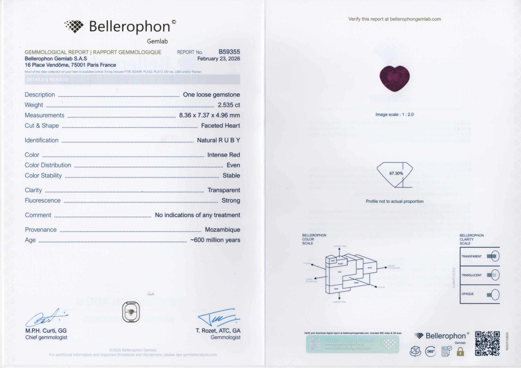 Unheated Intense Red ruby in heart shape 2.53 carats, Mozambique  Image №6