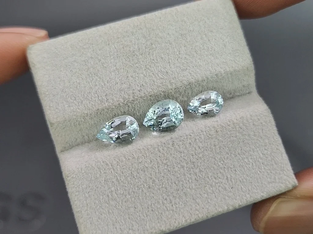 Set of aquamarines in pear cut 2.52 carats, Madagascar Image №5