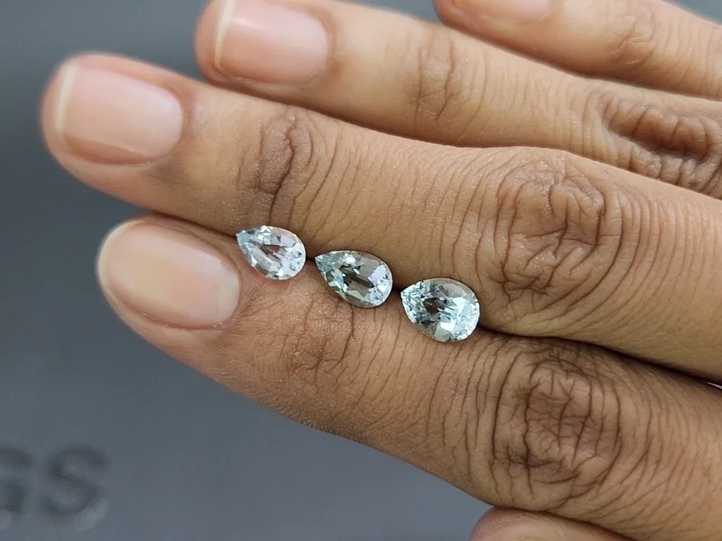 Set of aquamarines in pear cut 2.52 carats, Madagascar Image №2