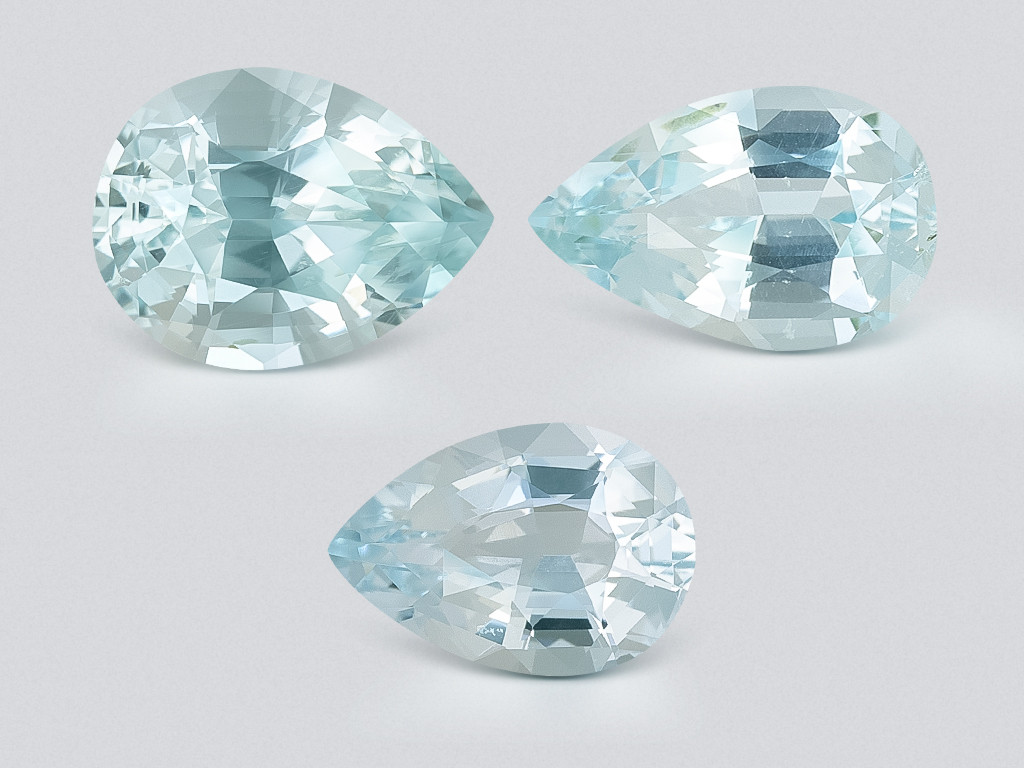 Set of aquamarines in pear cut 2.52 carats, Madagascar Image №1
