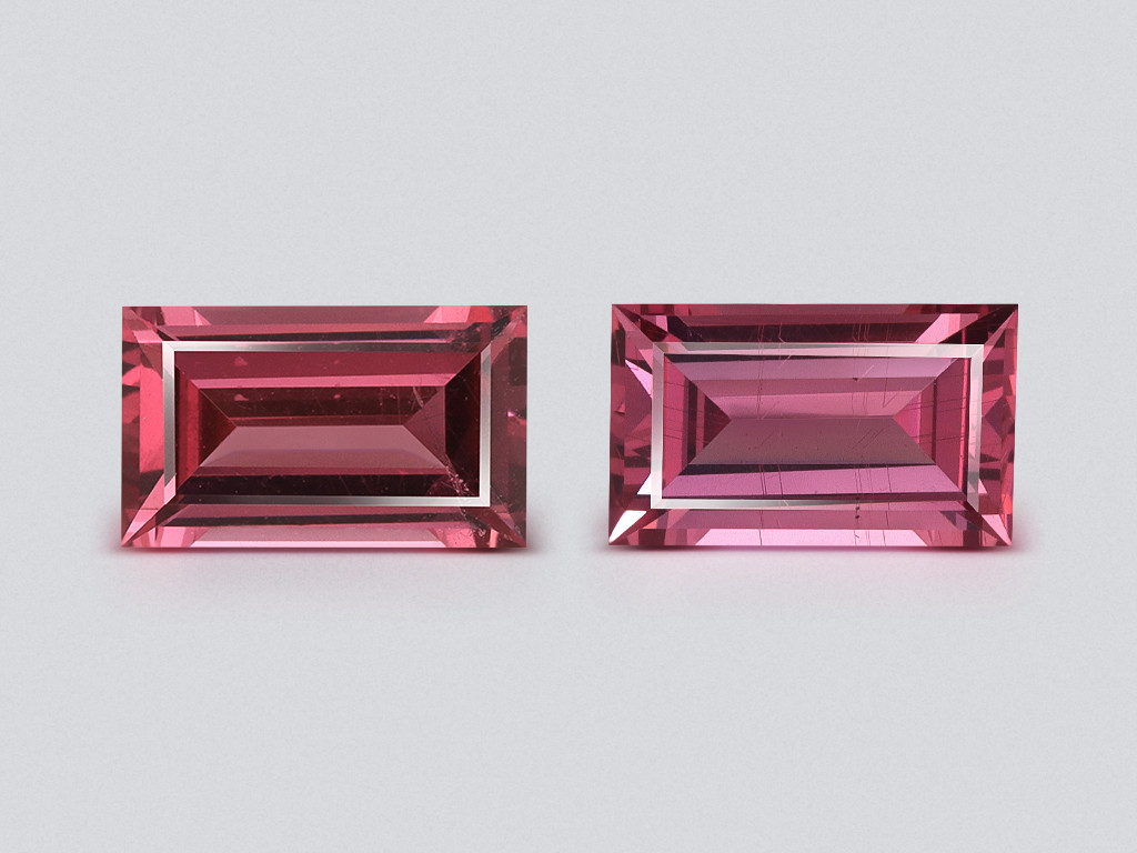 Pair of rhodolite garnets baguette cut 1.92 carats, Madagascar Image №1