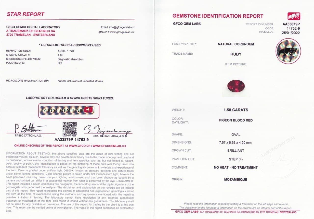 Pigeon's blood unheated oval ruby 1.58 ct, Mozambique Image №6