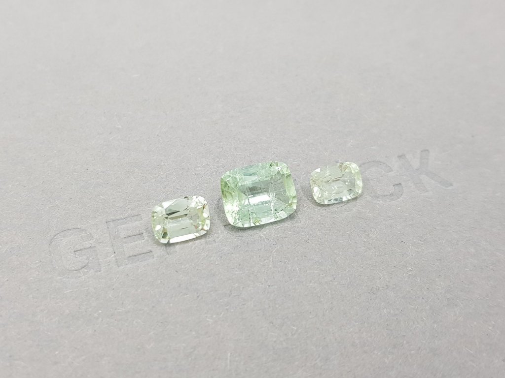 Set of Yellowish Green Cushion Cut Tourmalines 3.43 ct Image №3