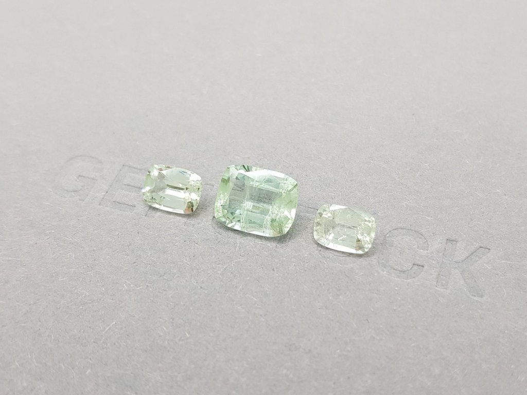 Set of Yellowish Green Cushion Cut Tourmalines 3.43 ct Image №4