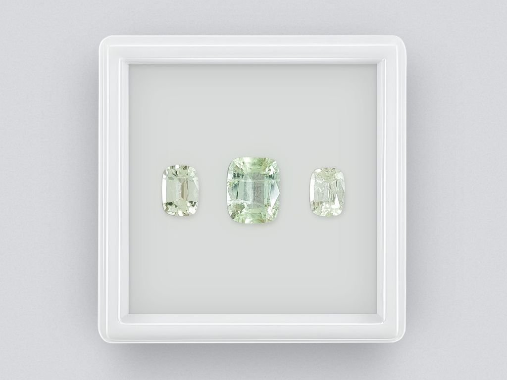 Set of Yellowish Green Cushion Cut Tourmalines 3.43 ct Image №1