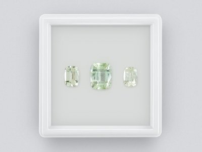 Set of Yellowish Green Cushion Cut Tourmalines 3.43 ct photo