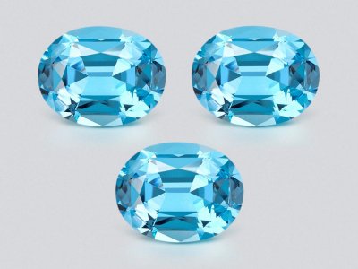 Set of Sky blue topaz in high precision oval cut 32.19 carats, Madagascar photo