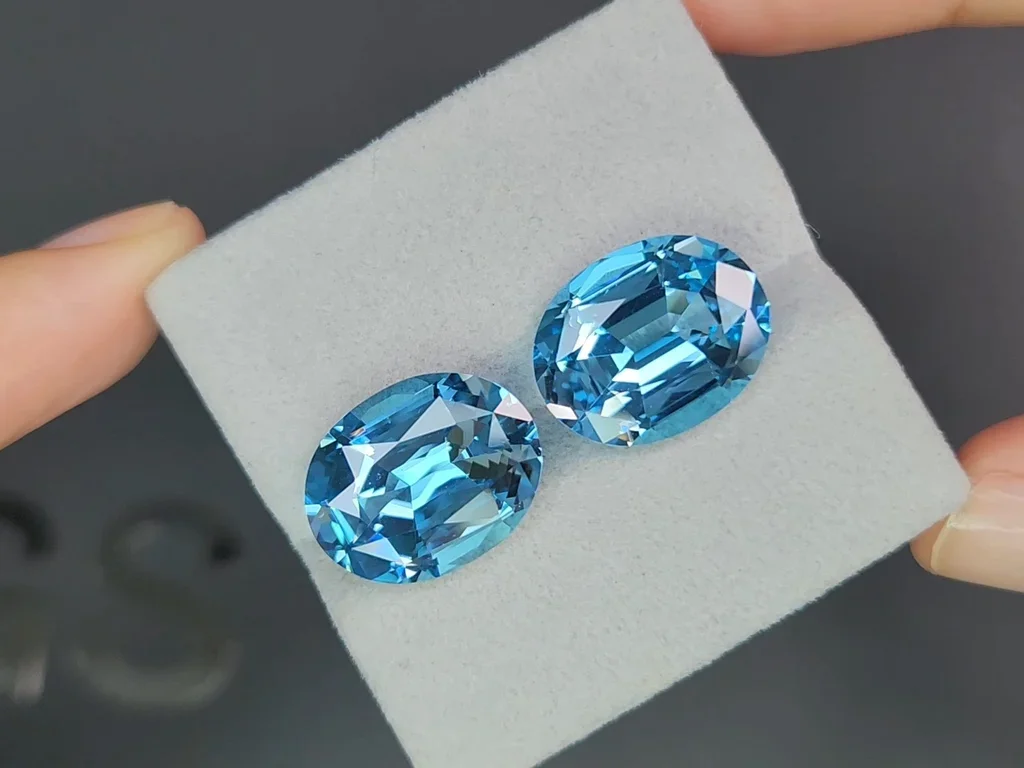 Set of Sky blue topaz in high precision oval cut 32.19 carats, Madagascar Image №6