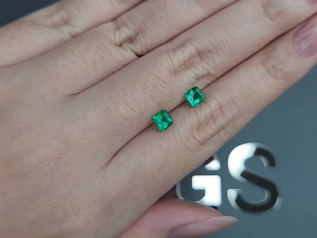 Pair of emeralds in octagon cut 0.95 carats, Zambia  Image №2