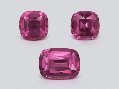Set of rhodolite garnet cushion cut 4.43 carats, Tanzania photo