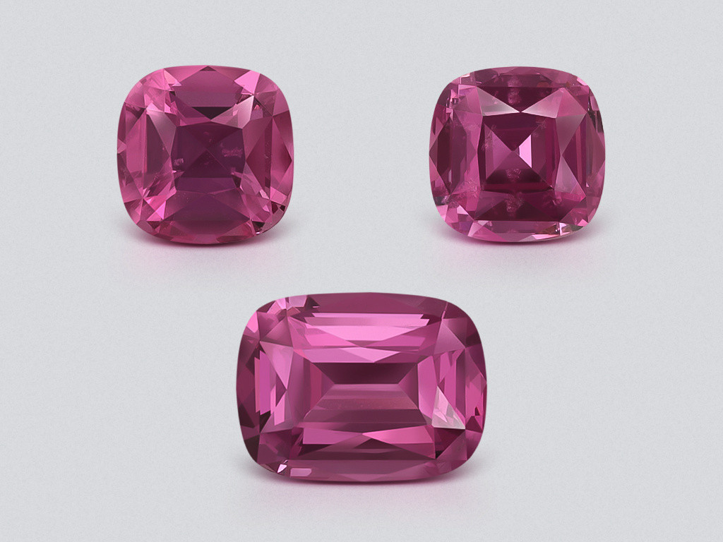 Set of rhodolite garnet cushion cut 4.43 carats, Tanzania Image №1