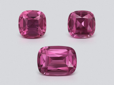 Set of rhodolite garnet cushion cut 4.43 carats, Tanzania photo