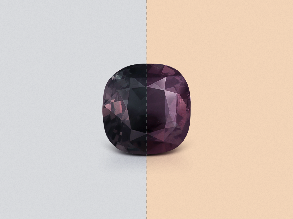 Alexandrite with color change cushion cut 2.54 carats, Tanzania Image №1