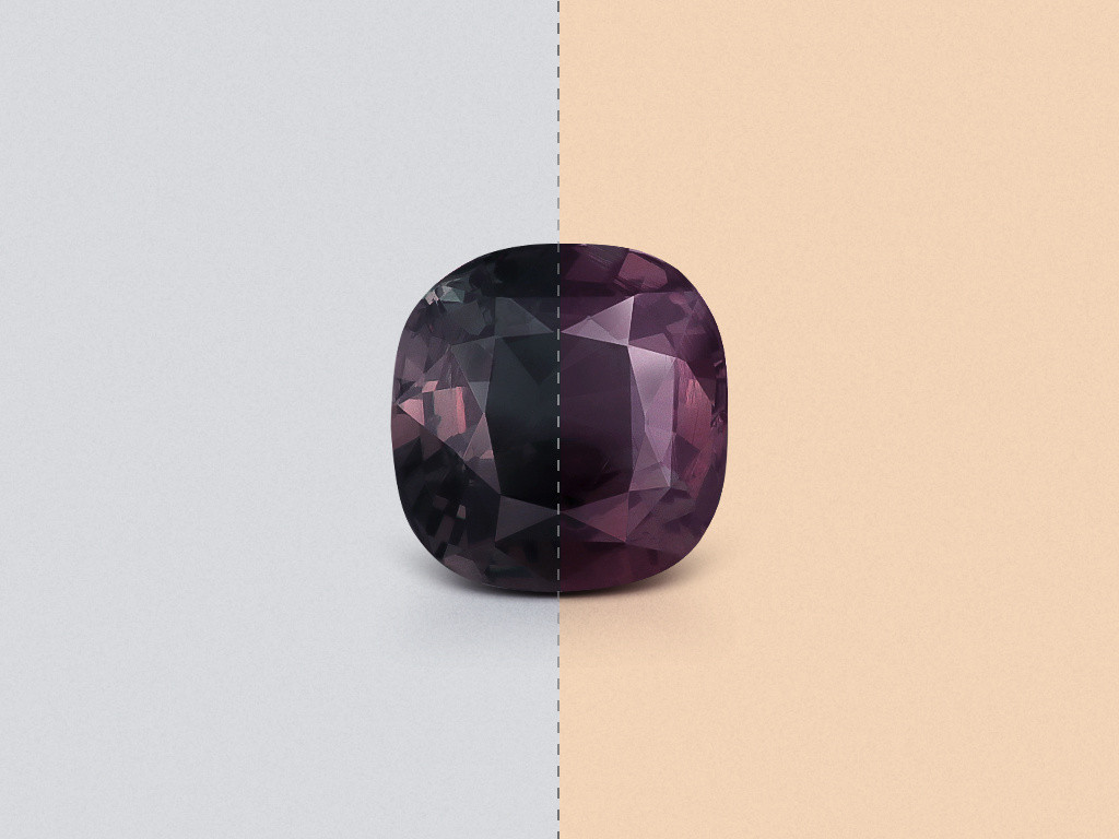 Alexandrite with color change cushion cut 2.54 carats, Tanzania Image №1