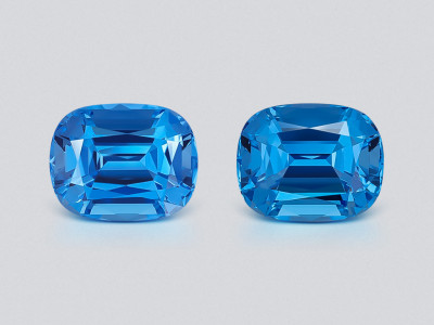 Pair of large topaz Vivid Swiss Blue cushion cut  25.93 carats, Brazil  photo