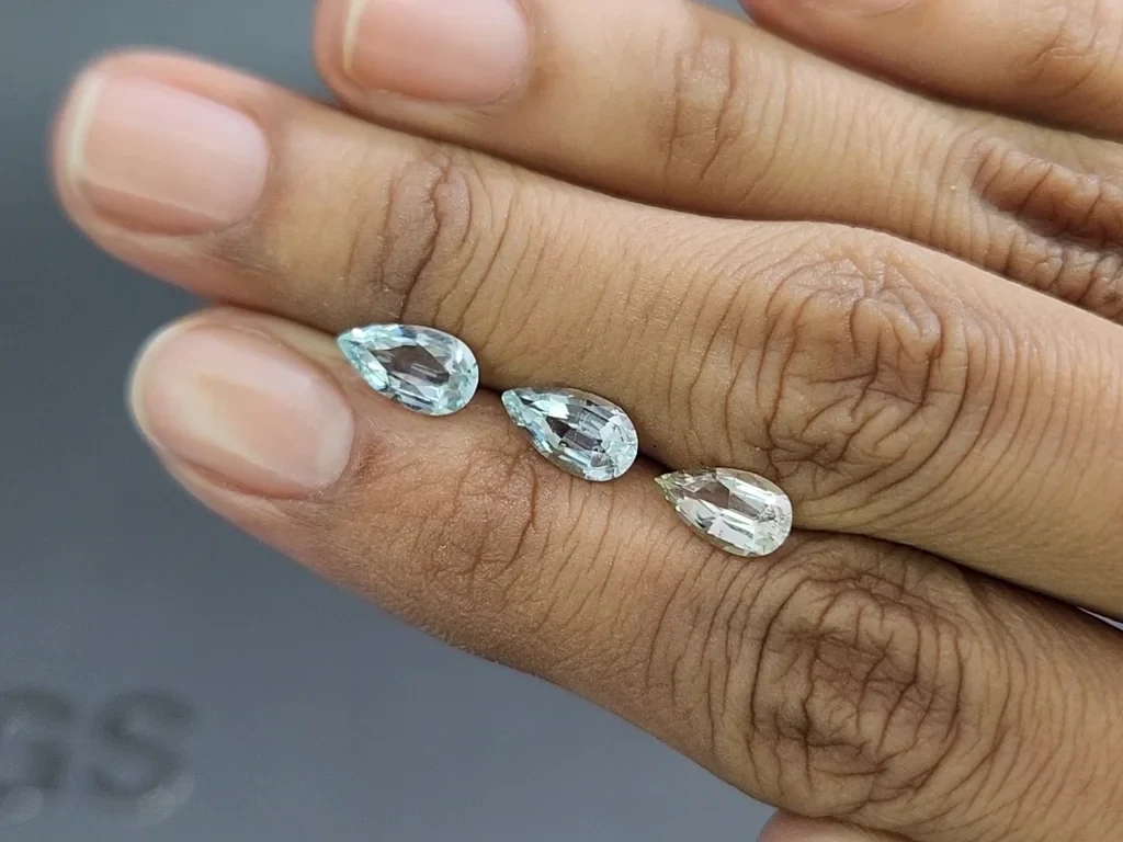 Set of aquamarines in pear cut 2.23 carats, Madagascar Image №1
