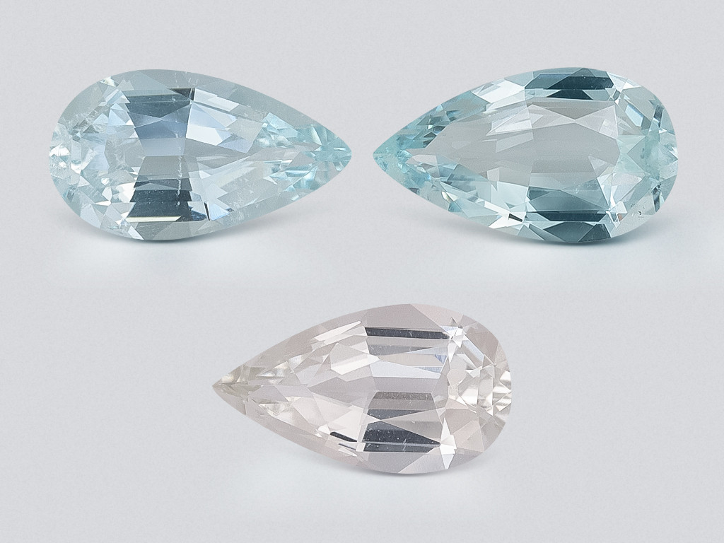 Set of aquamarines in pear cut 2.23 carats, Madagascar Image №1