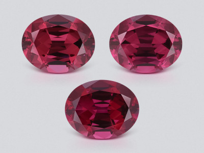 Set of rhodolite garnets oval cut 9.37 carats, Madagascar photo