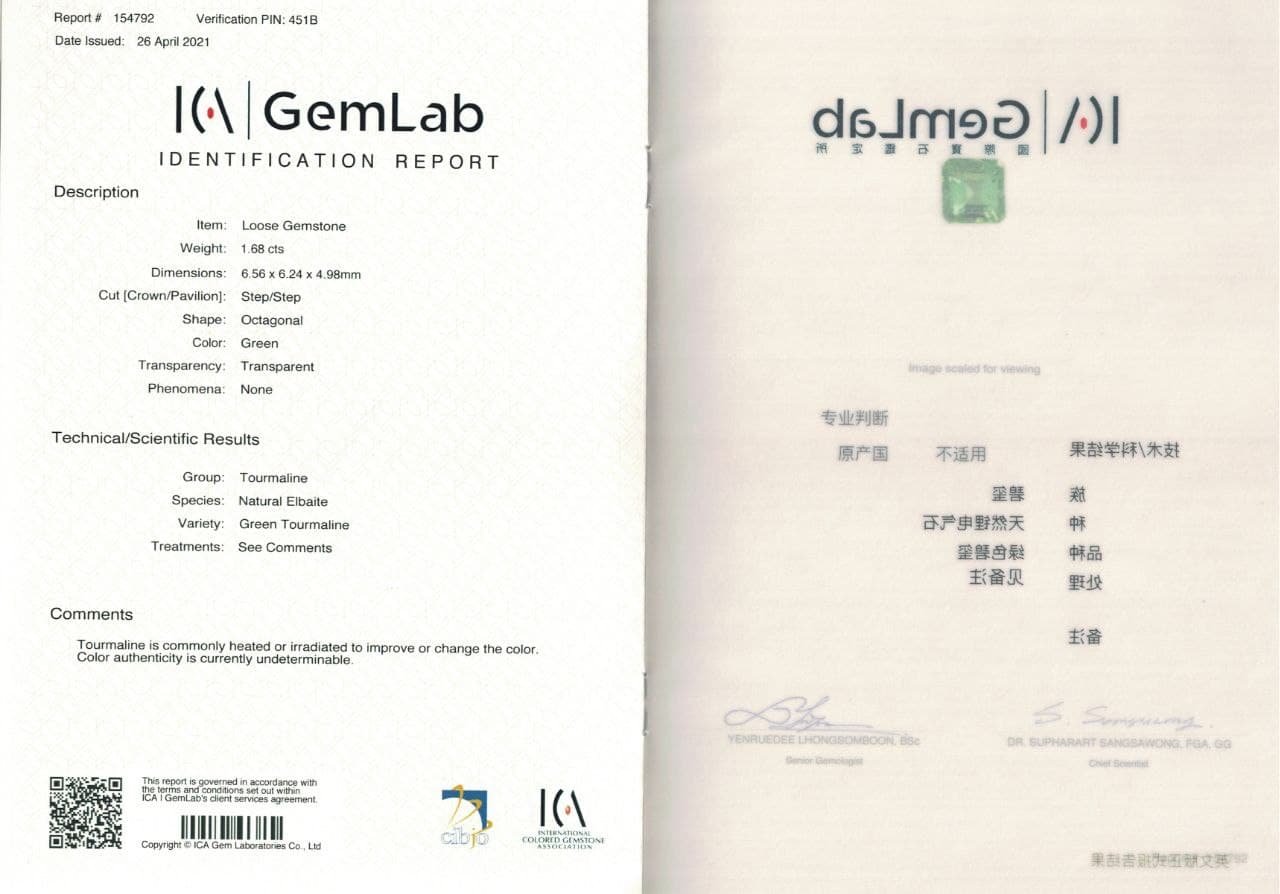 Bright green tourmaline, 1.68 ct, ICA Image №5