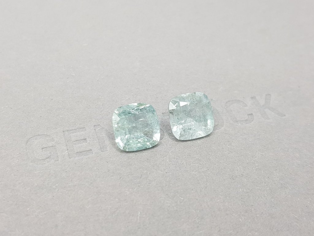 Pair of light blue cushion cut tourmalines 4.38 ct Image №3