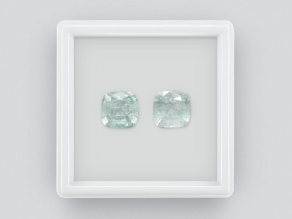 Pair of light blue cushion cut tourmalines 4.38 ct Image №1