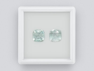 Pair of light blue cushion cut tourmalines 4.38 ct photo