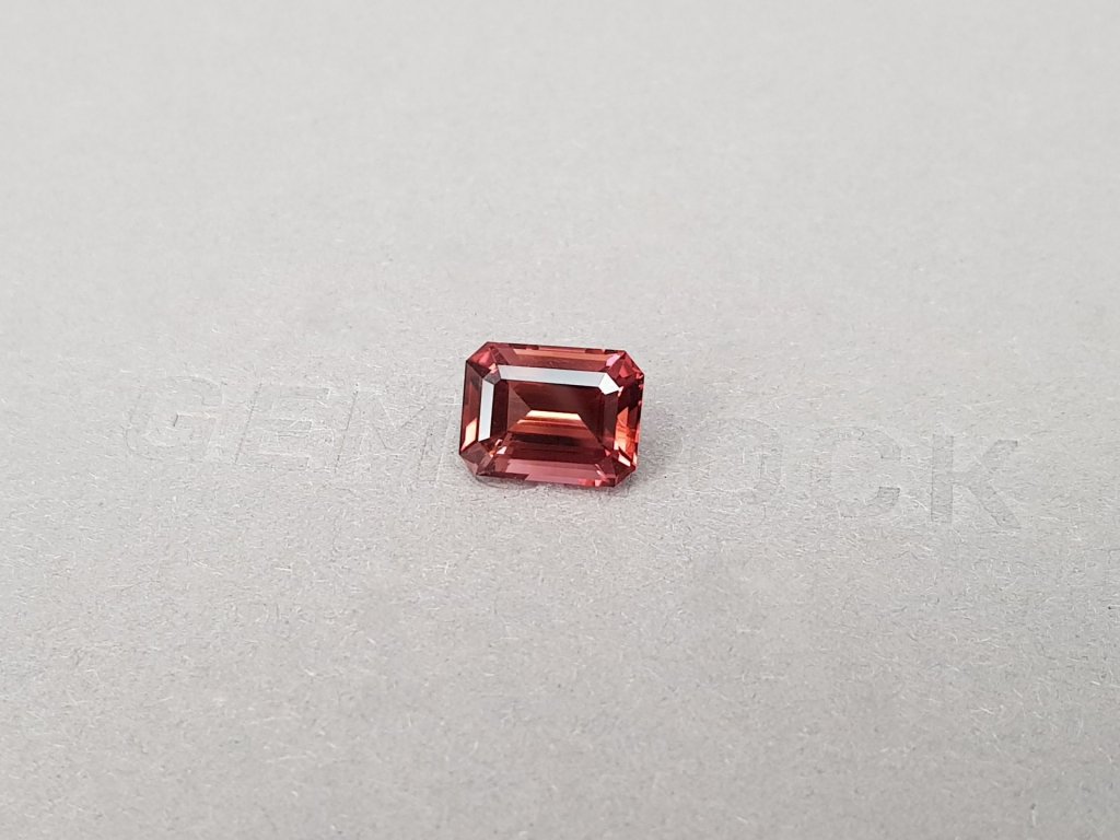 Orange-red tourmaline in octagon cut 3.22 ct, Africa Image №3