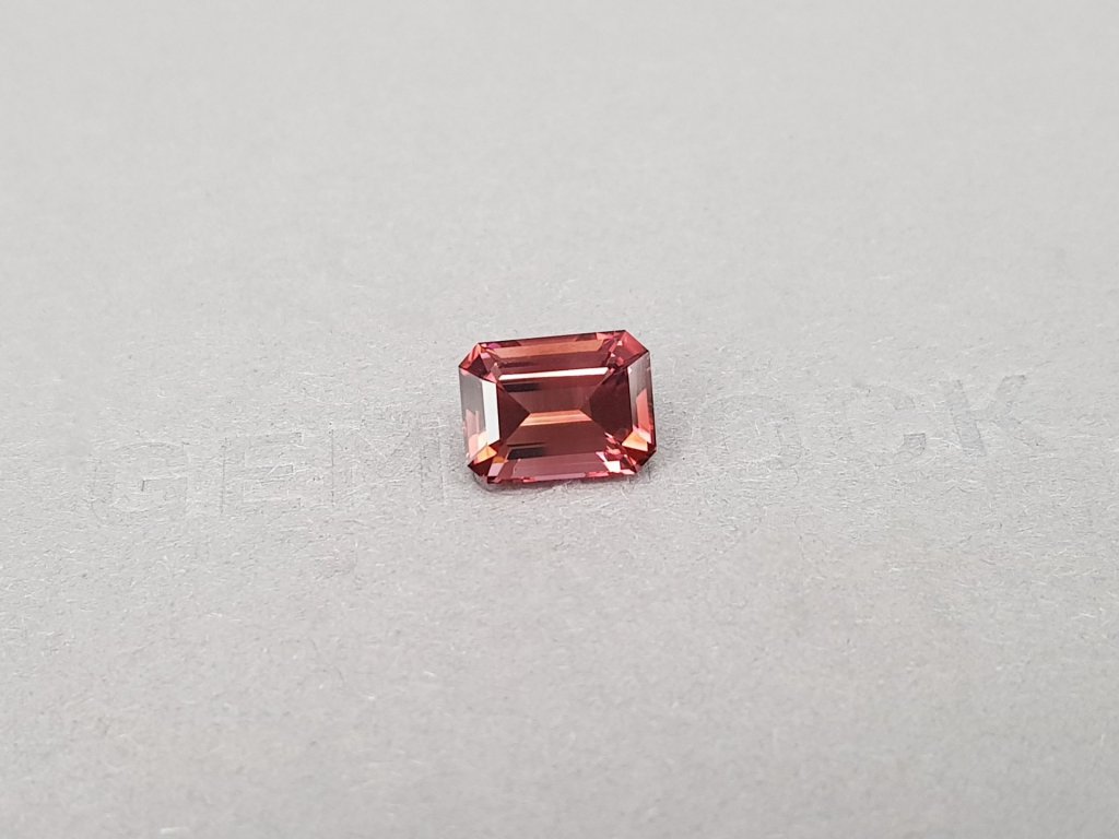 Orange-red tourmaline in octagon cut 3.22 ct, Africa Image №2