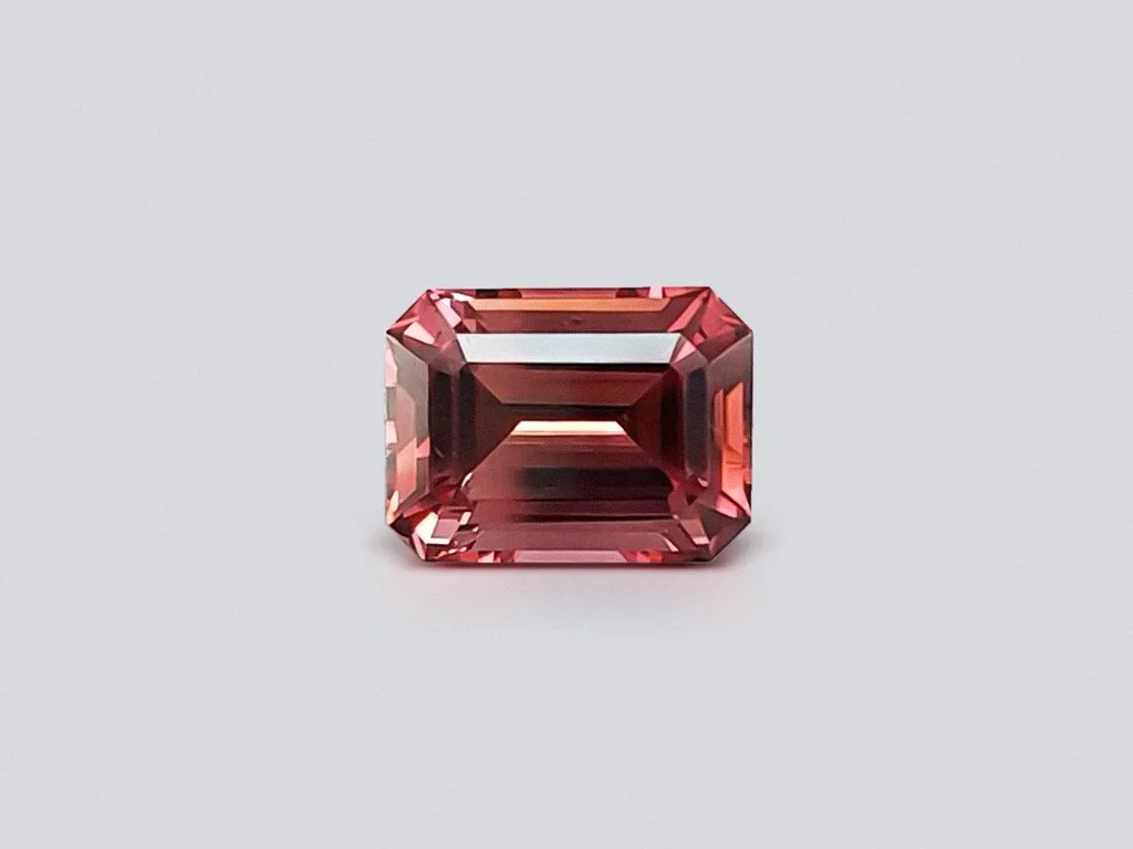 Orange-red tourmaline in octagon cut 3.22 ct, Africa Image №1