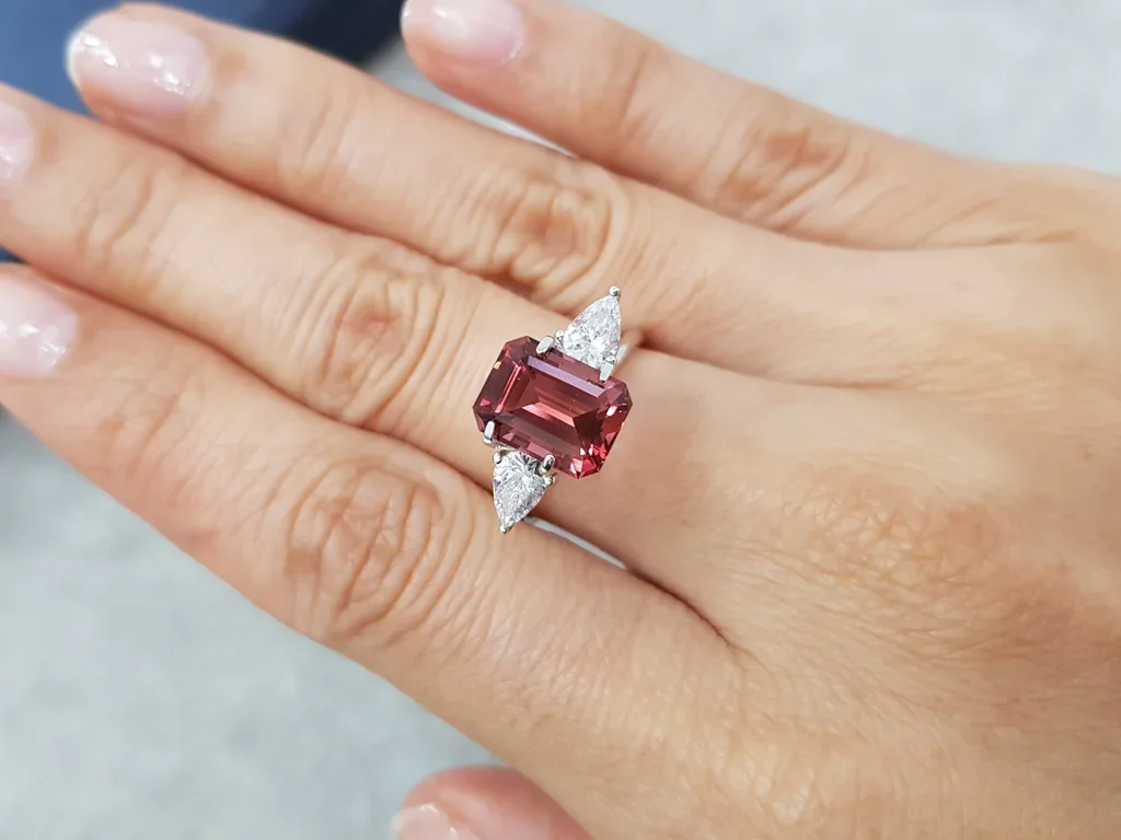 Orange-red tourmaline in octagon cut 3.22 ct, Africa Image №2