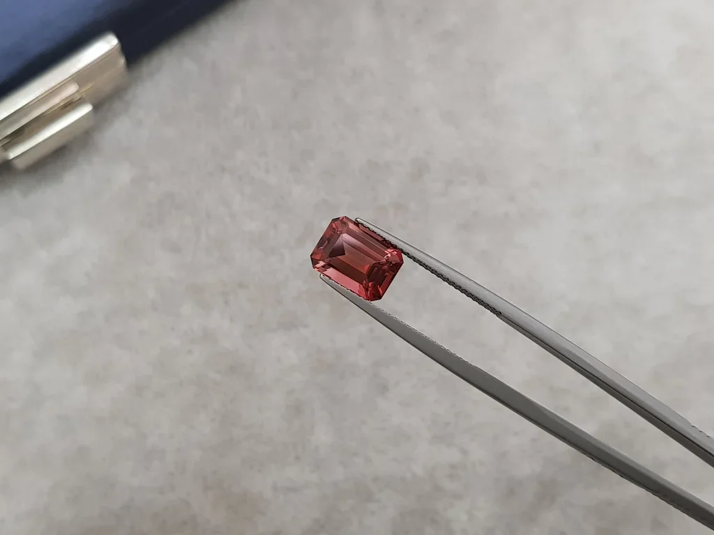 Orange-red tourmaline in octagon cut 3.22 ct, Africa Image №3