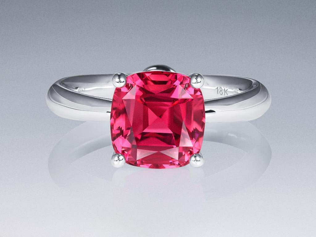 Ring with rich pink rubellite 2.95 carats in 18K white gold Image №1