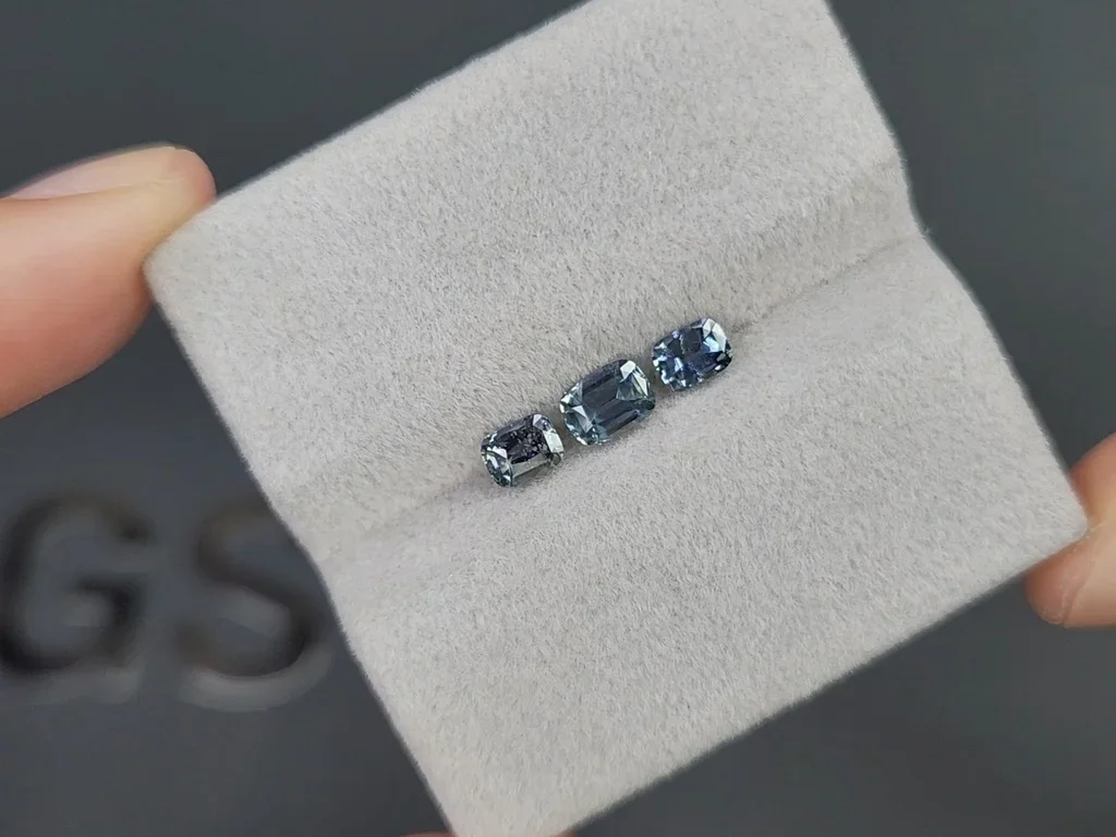 Set of unheated blue sapphires  cushion cut 1, 22 carats, Madagascar Image №5