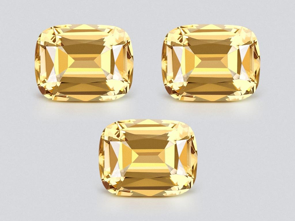Set of yellow citrines in a high-precision cushion cut 33.52 carats, Africa Image №1