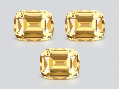 Set of yellow citrines in a high-precision cushion cut 33.52 carats, Africa photo