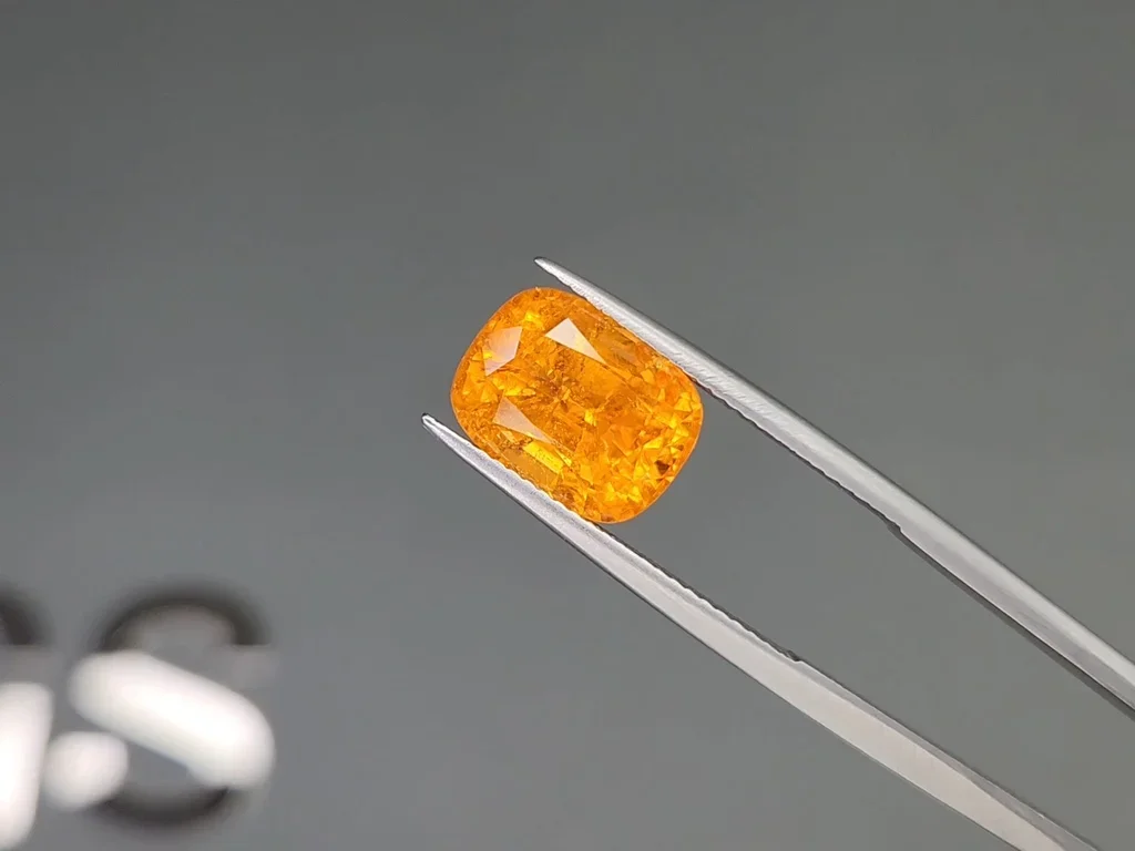 Top color spessartite garnet Fanta cushion cut 6.85ct, Africa Image №3