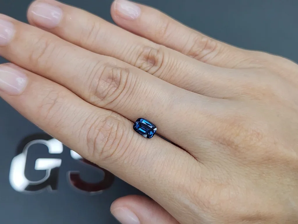 Rare cobalt blue spinel in cushion cut 1.23 carats, Tanzania Image №2